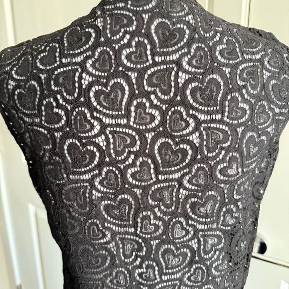 Love Moschino Black Heart Lace Ruffle and Pleated Maxi Dress Size 6 - Picture 11 of 11
